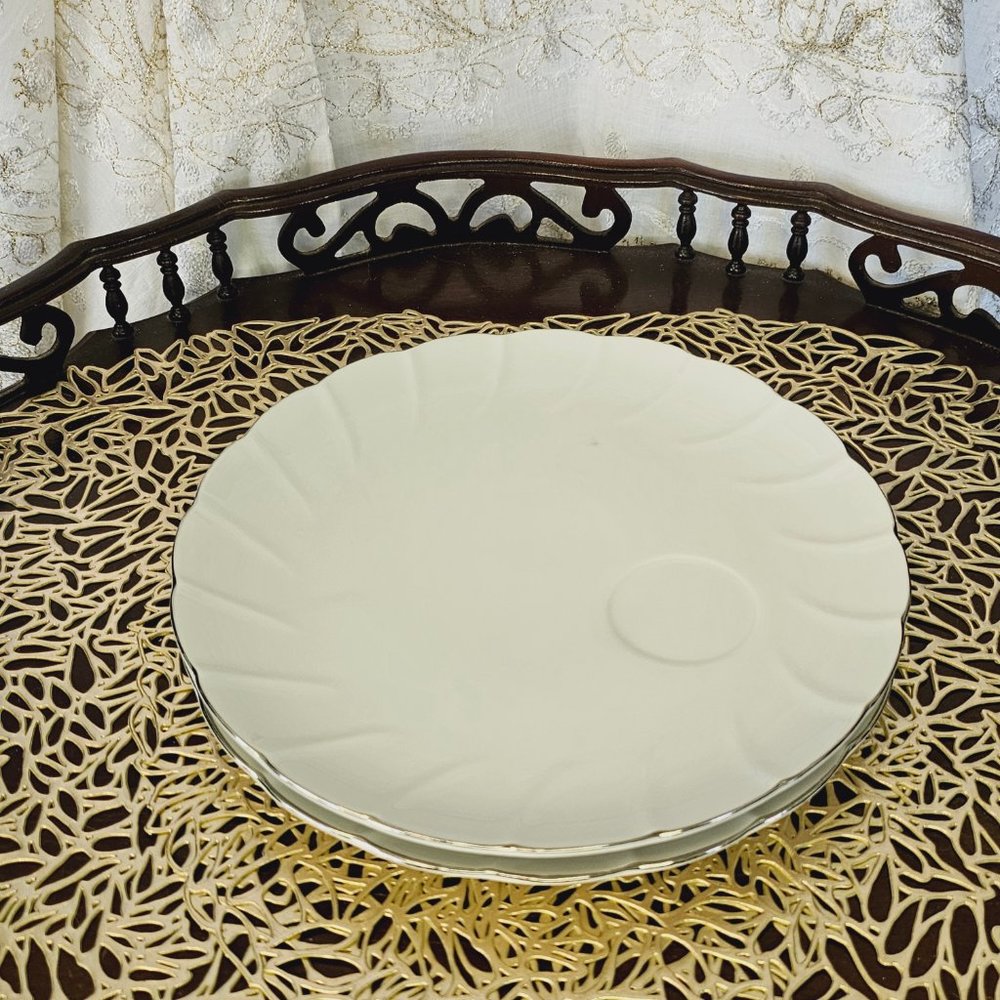 Vintage Laurel China 7285 Anniversary Porcelain 2pc Plates, Silver Rim